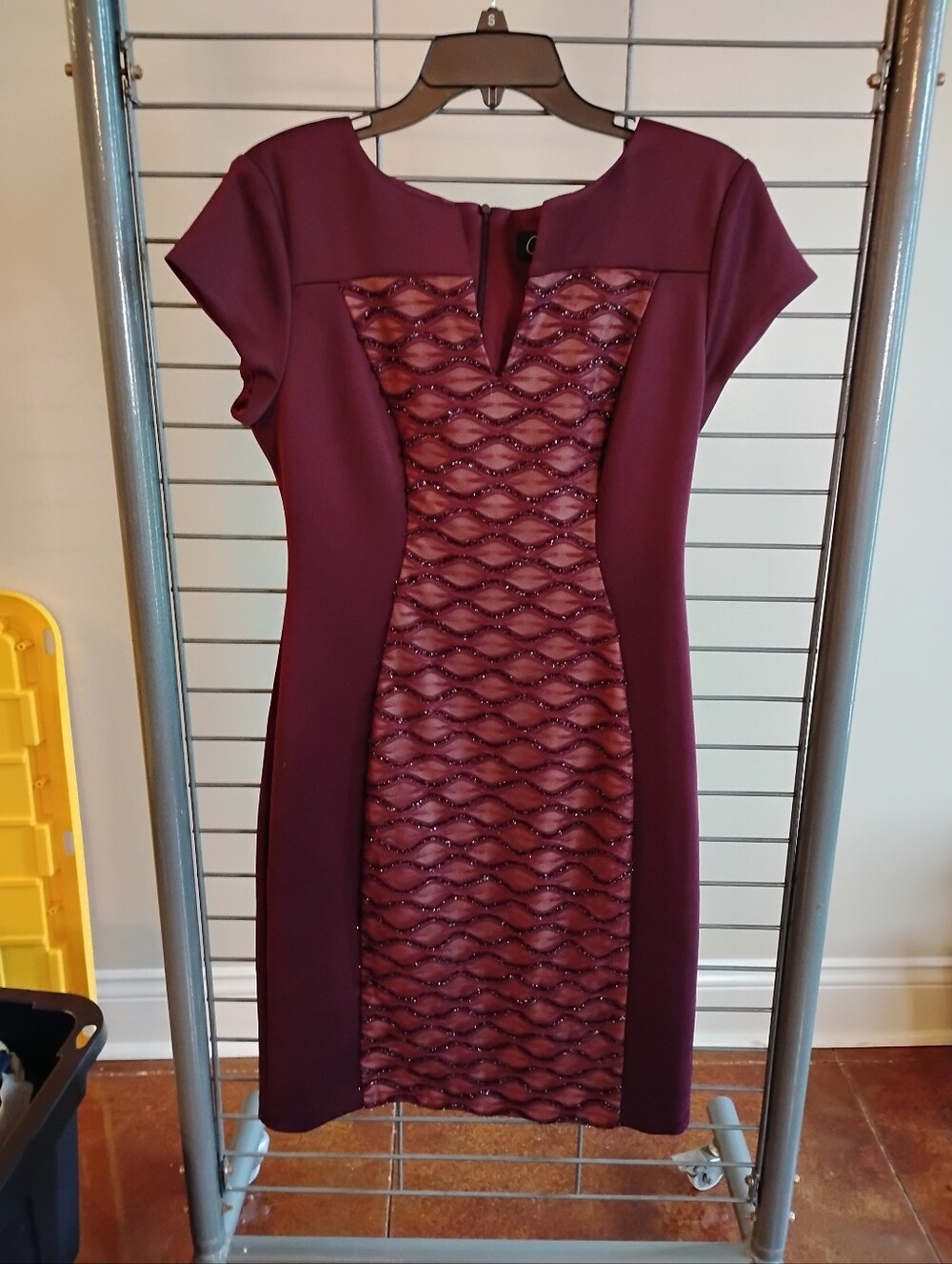 Connected apparel Burgundy Lace-Front Midi Dress Size 8